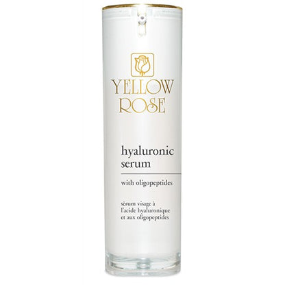 Das Yellow Rose <strong>HYALURON SERUM</strong> ist ein intensives Feuchtigkeits- und Anti-Falten-Leichtserum, das auf Hyaluronsäure (hoher, niedriger und sehr niedriger molekularer Gewicht), Niacinamid, Oligopeptiden und Ceramiden basiert.